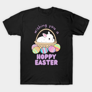 Wishing you a happy easter cute easter bunny in a basket T-Shirt